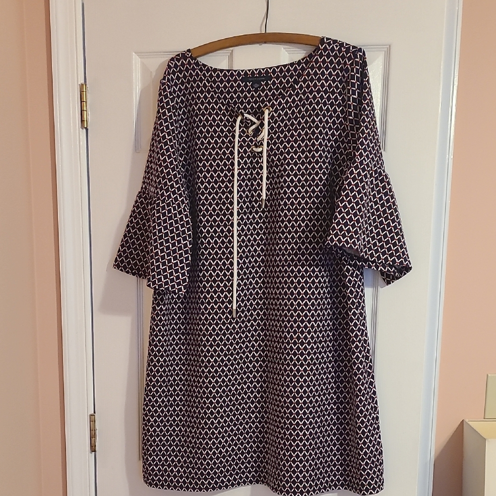 Tommy Hilfiger Navy and Red Patterned Fabric